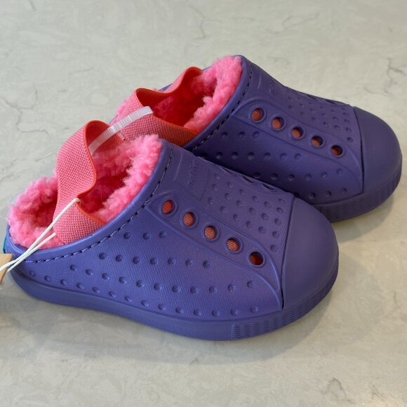 New with Tags ($60) Native Jefferson Cozy Pink and Purple Slide on Shoes- Size 4 - Picture 2 of 8